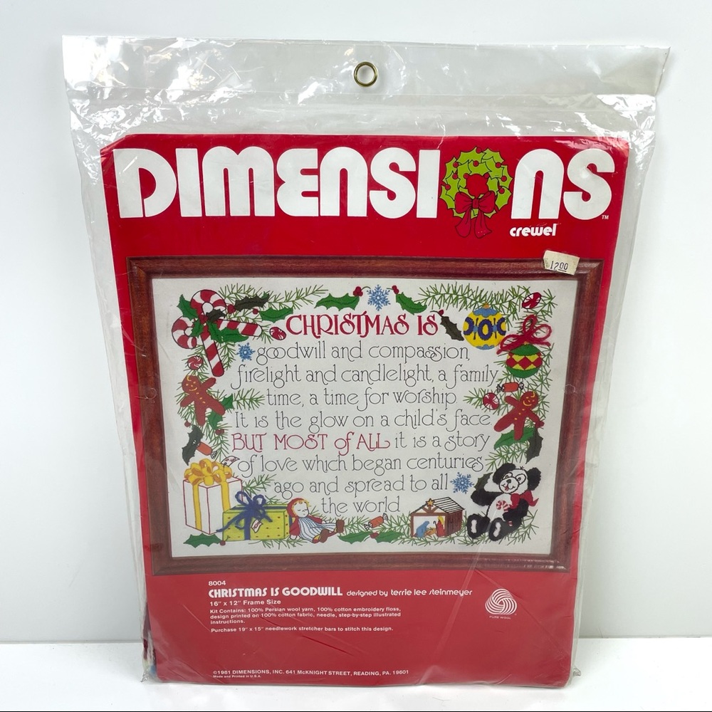 Dimensions Crewel Christmas is Goodwill Kit Unused Vintage DIY